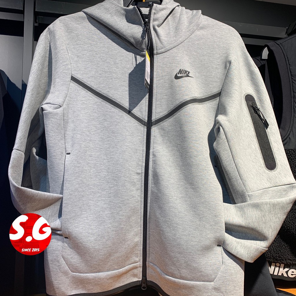 S.G Nike NSW Tech Fleece CU4490-063 連帽 外套 防水拉鍊 雙拉鍊 休閒外套 灰 男