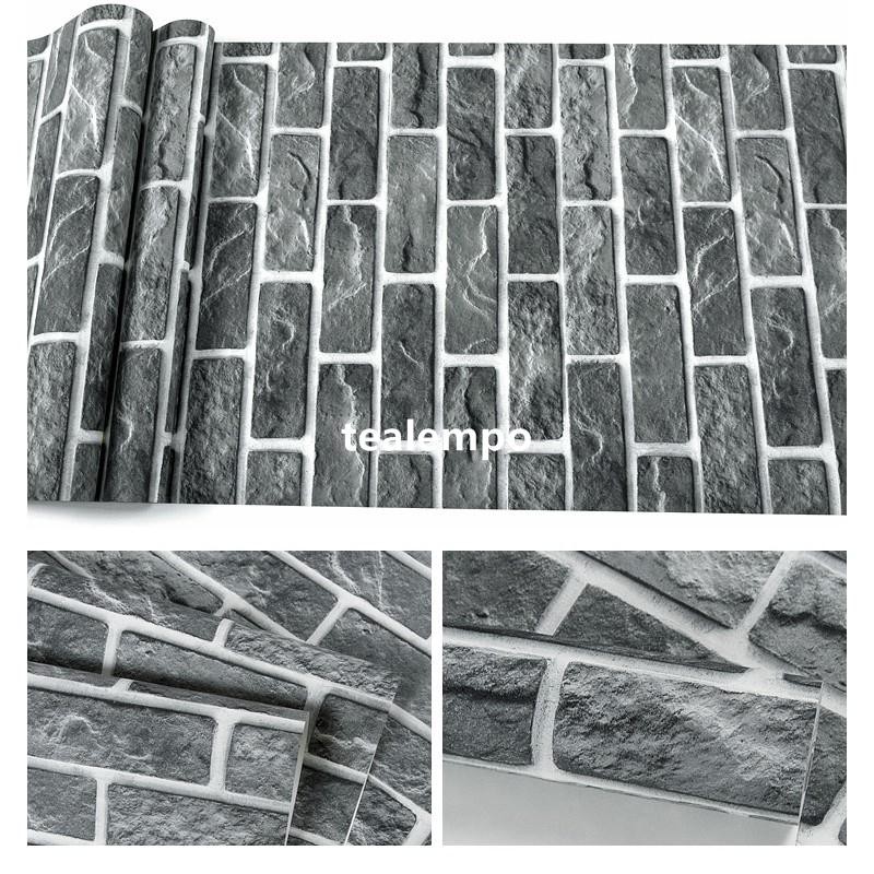 Tealempo 磚頭墻紙3d立體凹凸中式復古懷舊石頭仿磚紋磚塊仿真紅磚青磚壁紙壁纸墙纸壁贴墙贴居家翻新 蝦皮購物