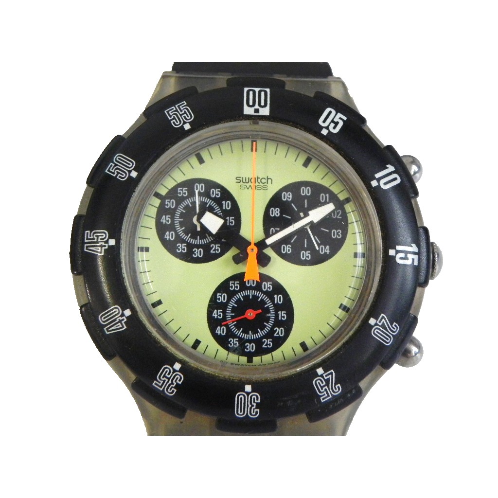 三眼錶 [SWATCH 6131] 斯沃琪 一般圓型三眼錶[大錶徑][螢光色面]石英/中性/新潮錶