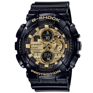 【CASIO】卡西歐G-SHOCK 雙顯運動錶-黑 X 金 GA-140GB-1A1 台灣卡西歐保固一年