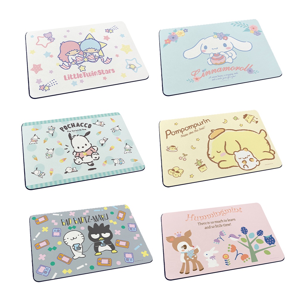 三麗鷗Sanrio 軟式珪藻土吸水地墊 軟式地墊 矽藻土60x40x0.5cm【網狐家居】凱蒂貓/雙子星/布丁狗[現貨]