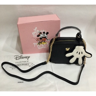 💕正版米奇米妮側揹包斜揹包包包 Disney Grace gift米奇吊飾2way鍊條側揹包 手提小方包