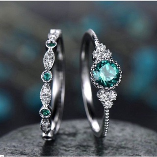 鋯石指環 | 鑲綠寶石戒指 | 男士女士配飾 | 不鏽鋼