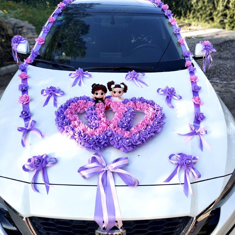 精品現貨 浪漫婚車裝飾 主婚車裝飾車頭花車布置套裝結婚創意吸盤式用品拉花頭車花婚車花 蝦皮購物