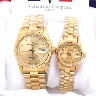 【天龜】Valentino Coupeau 范倫鐵諾 經典全金白鑽不鏽鋼殼帶防水男女款手錶