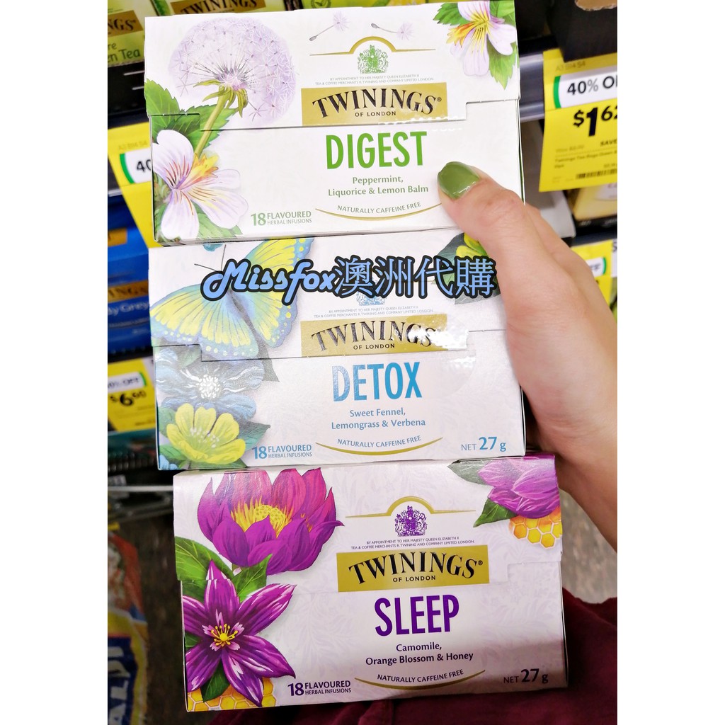 預購 澳洲twinings 消化 排毒 睡眠系列無咖啡因花草茶系列薄荷甘草檸檬茶柑橘橙花蜂蜜18包入 蝦皮購物