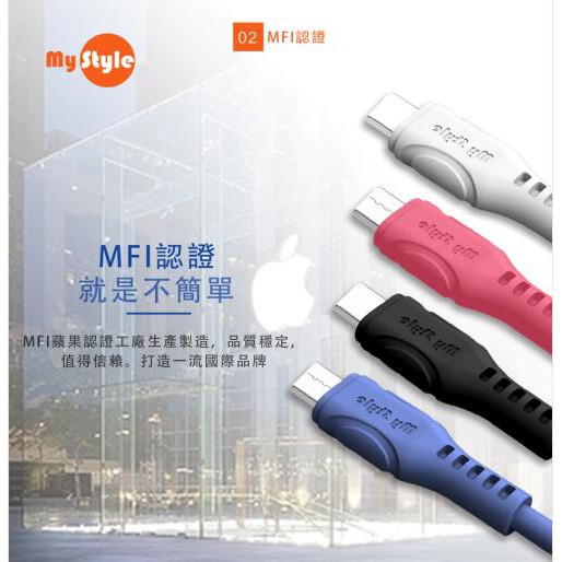 【Mystyle】iPhone Lighting 安卓 MicroUSB TYPE C MFI UL認證6A 快充充電線