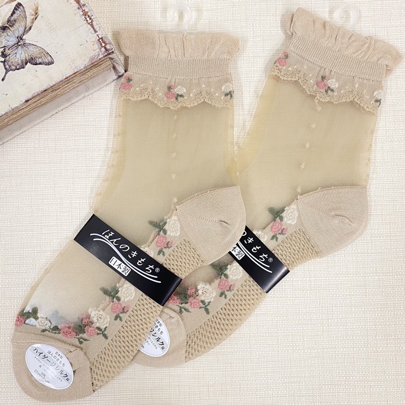 [現貨🇯🇵🔜] 日本製 碎花 蕾絲 點點 玻璃襪 透膚襪 日本襪子 日本進口