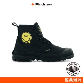 PALLADIUM PAMPA SMILEY 微笑吐舌聯名 棉質拉鍊筒靴 黑 大童 56882-008【Findnew】