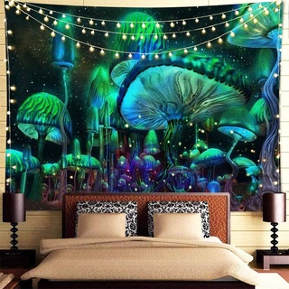 Sepyue 蘑菇城堡壁掛掛毯自然藝術星空銀河迷幻地毯神奇森林樹錐 #7