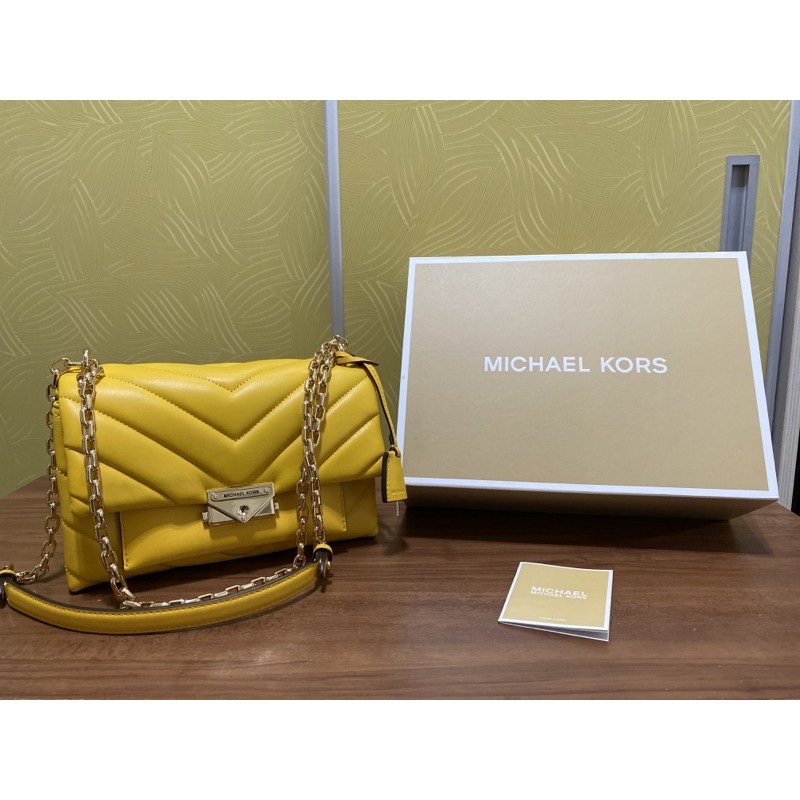 (現貨)母親節禮物 Michael Kors Cece 中款 衍縫雙層鍊帶包肩背包斜背包羊皮包(楊冪、韓素希同款）