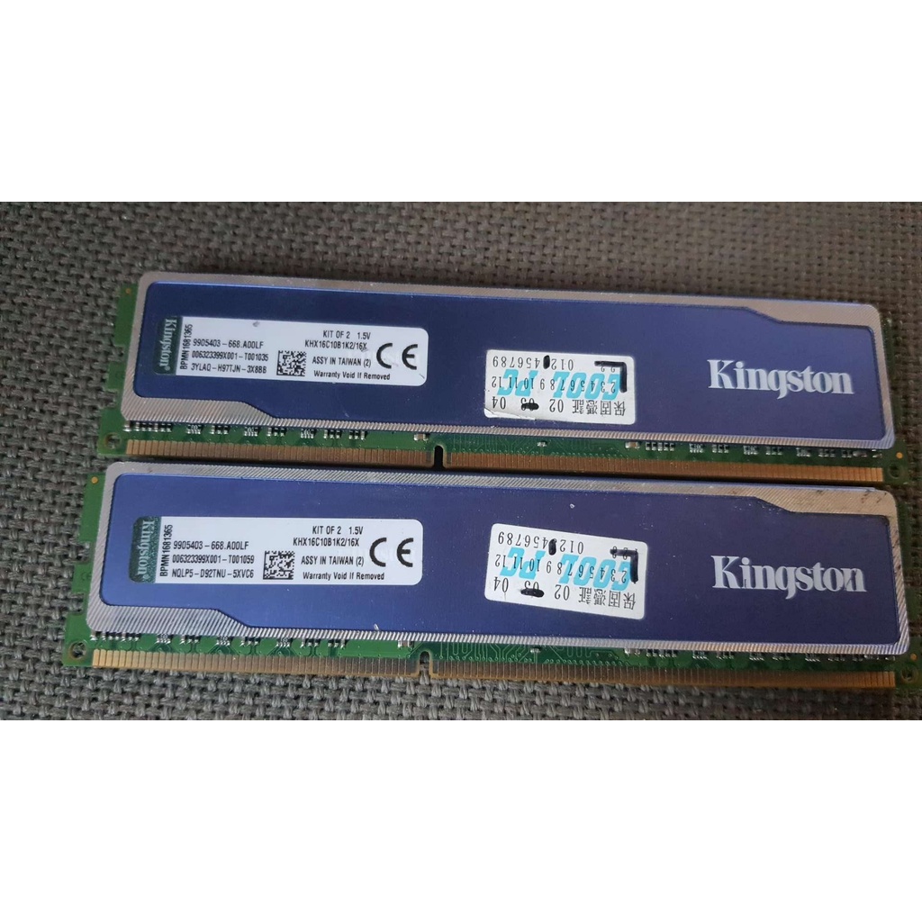 含稅 金士頓 DDR3 1600 16G 16GB 8GX2 原廠終保 KHX16C10B1K2/16X 02R228