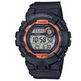 【CASIO】卡西歐G-SHOCK鬧鈴多時區藍芽智慧錶-黑 X 橘 / GBD-800SF-1 (台灣公司貨)