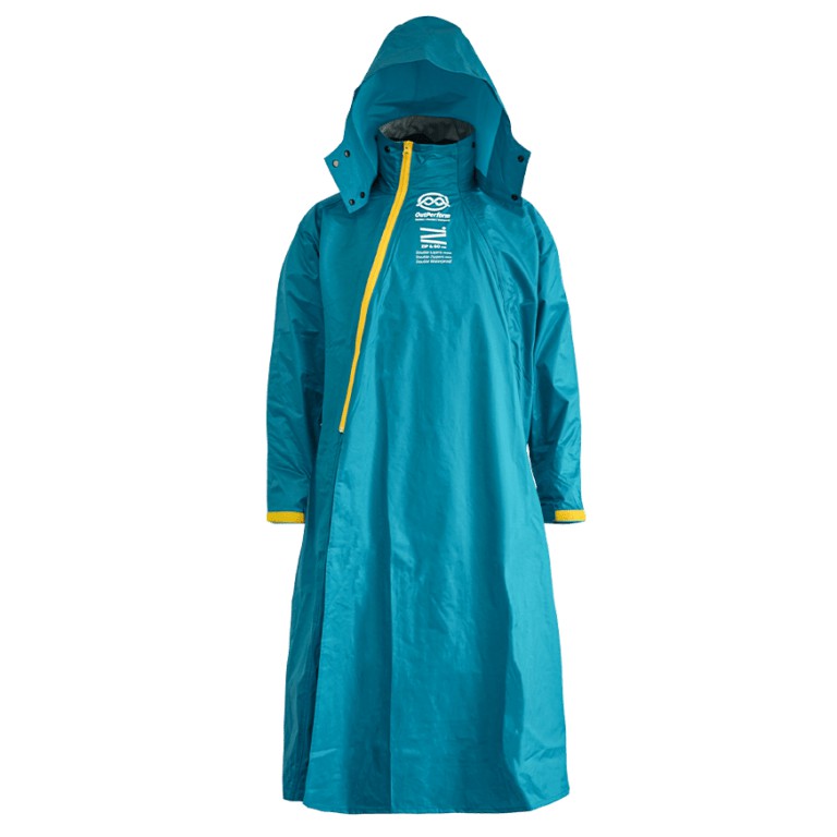 Outperform 去去雨水走Plus(背包款) 斜開雙拉鍊專利連身雨衣 太平洋藍 一件式雨衣 連身式雨衣《比帽王》