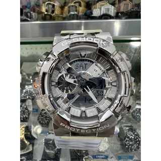 【金台鐘錶】CASIO卡西歐G-SHOCK 金屬錶圈 (冰酷迷彩) 搭配樹脂錶帶 GM-110SCM-1A