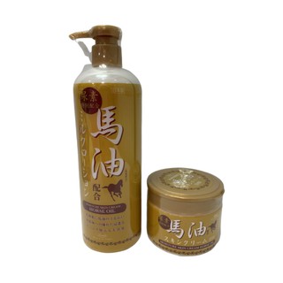 日本 Loshi 金裝馬油保濕乳液 485ml / 金裝保濕潤膚霜 220g  尿素特別配合