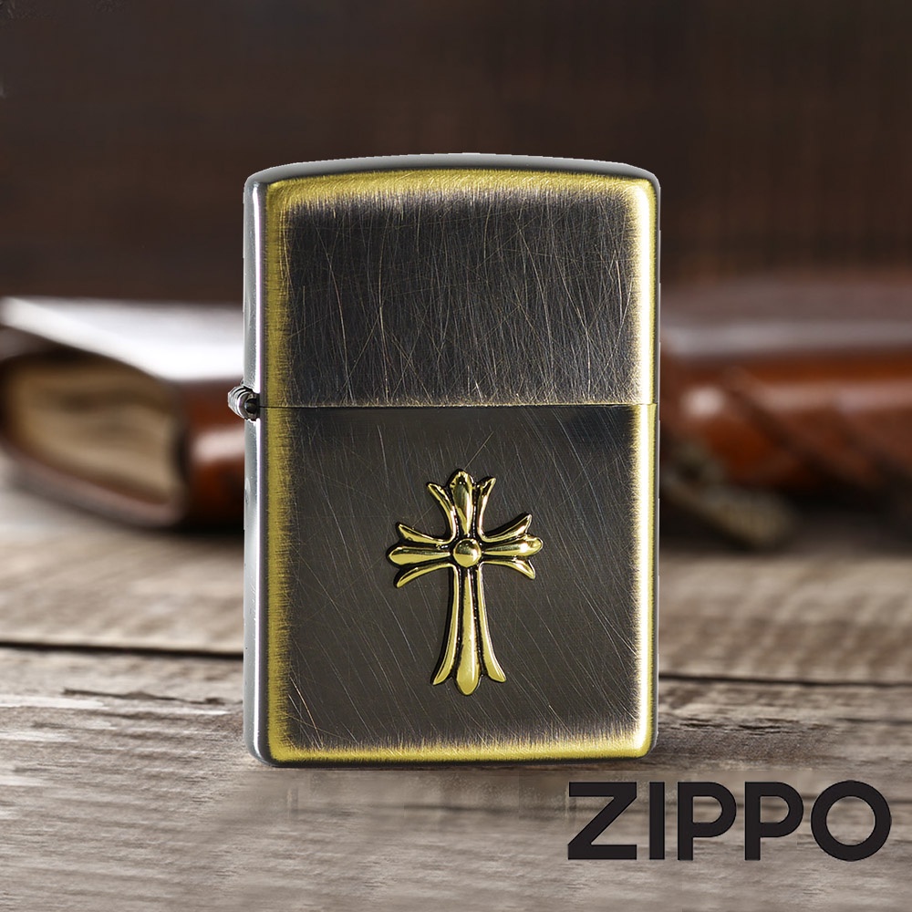 ZIPPO 復古金色十字架防風打火機 日本設計 官方正版 現貨 限量 禮物 送禮 終身保固 ZA-5-25A