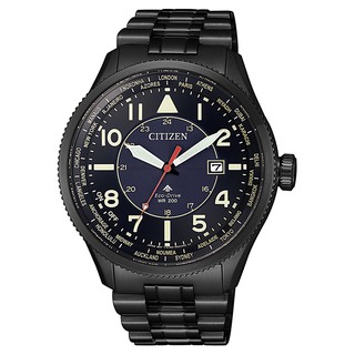 CITIZEN 星辰錶 PROMASTER 萬年曆光動能黑色不鏽鋼腕錶-(BX1015-84L)44mm