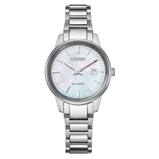 CITIZEN 星辰錶 PAIR對錶系列 光動能白蝶貝女錶-銀(EW2591-82D)29mm