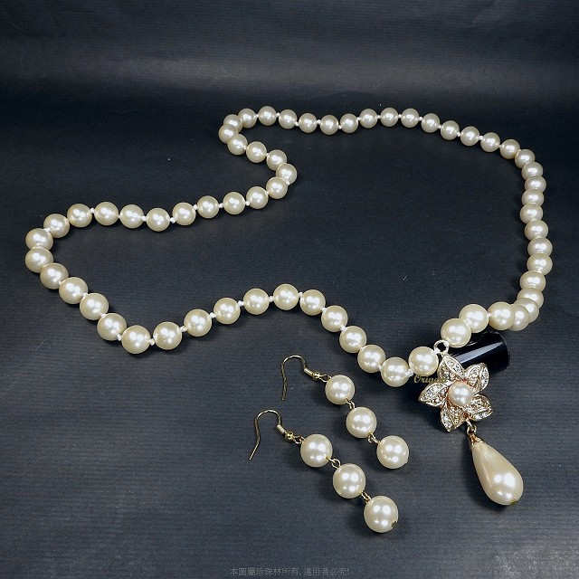 珍珠林~就是要出清~展示品特價僅此一件~10MM~塑膠珍珠項鍊~免費附送耳環一付#484