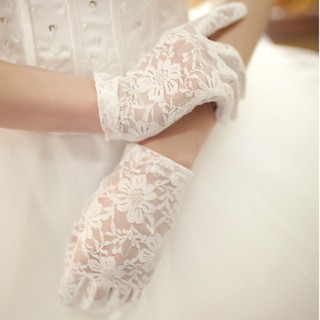 凡妮莎新娘手套 短款蕾絲手套白/紅/黑 婚紗 禮服 飾品