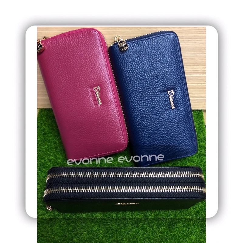 👑DIANA JANES黛安娜雙拉鍊長夾牛皮 女生皮夾 女用長夾 錢包 牛皮長夾 真皮錢包