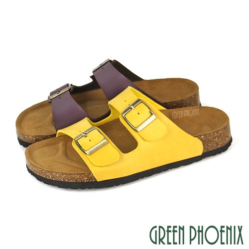 【GREEN PHOENIX】經典質感皮帶釦平底拖鞋-女款 台灣製 U60-20702
