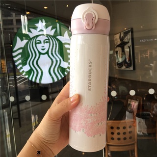 特惠🚀🚀✨Starbucks星巴克不銹鋼真空保溫瓶 新款粉白櫻花500ML杯子 不銹鋼保溫瓶 保溫水杯