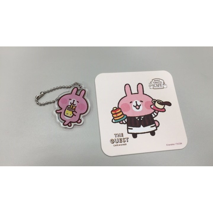 日本購入 卡娜赫拉 鑰匙圈+杯墊組合 カナヘイ p助 粉紅兔兔 kanahei a500