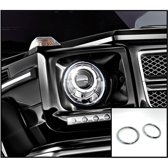 圓夢工廠 Benz 賓士 G W463 G500 G550 G55 G class 改裝 鍍鉻銀 車燈框 前燈框 大燈框