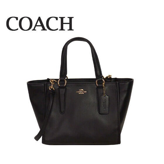 Coach Mini Crosby Carryall 金字馬車Logo皮革手提/肩背側背/斜背兩用蝙蝠包 黑色33537