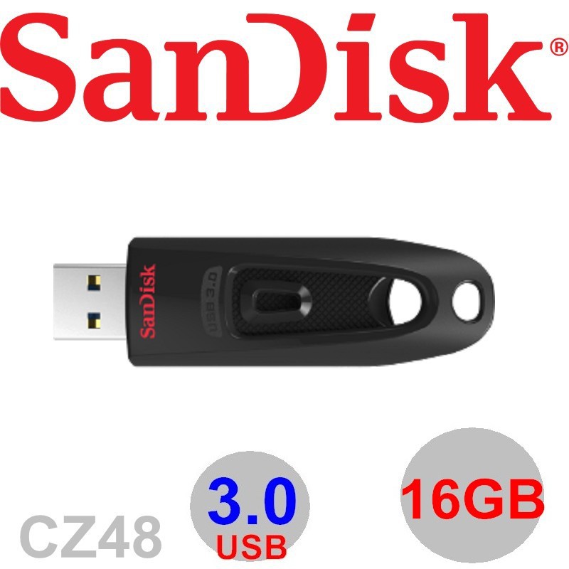 [五年保固] 美商SanDisk 16G 16GB Ultra USB3.0 隨身碟 CZ48 伸縮USB 密碼保護軟體