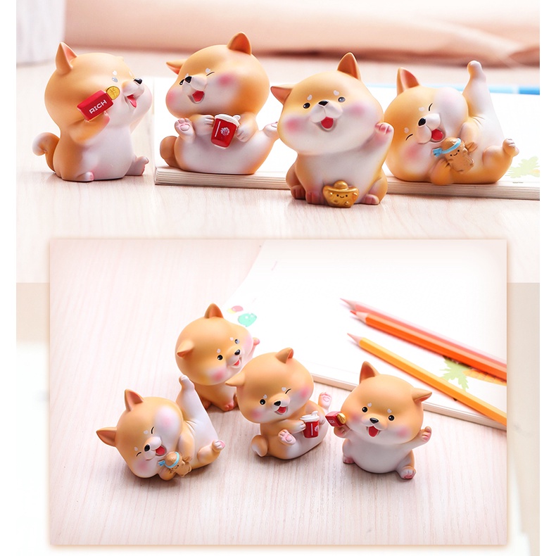 ✨台灣現貨✨可愛柴犬柯基小狗狗擺件 公仔 療癒小物 桌上.車內裝飾 禮物 狗來富 招財進寶 原創設計