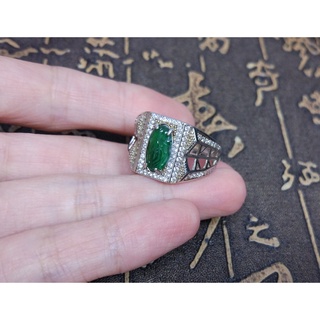 【禾賢行】天然翡翠.瓜料男戒.活動式戒圍(925銀戒臺).活動圍.戒指.YD22052400168
