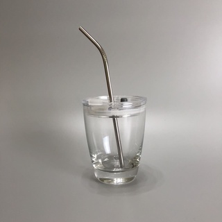 【臺灣現貨】 全新 玻璃杯 附杯蓋 附不鏽鋼吸管 300ml