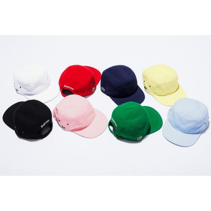 【area0439】 2017SS Supreme Lacoste Pique Camp Cap 鱷魚 五分割帽 帽子