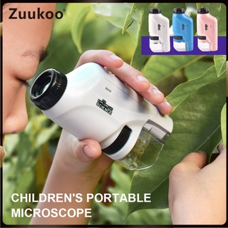 兒童手持便攜式顯微鏡 60-120x 帶 LED 燈玩具的袖珍顯微鏡