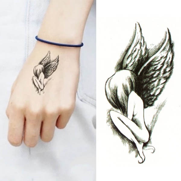 1 件天使設計紋身貼紙防水臨時 Diy 手臂人體藝術貼花紋身貼紙手臂紋身假紋身