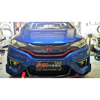 SUGO汽車精品 本田 HONDA FIT 3代 專用原廠水箱護罩 雙色黑碳水轉印"交換件"