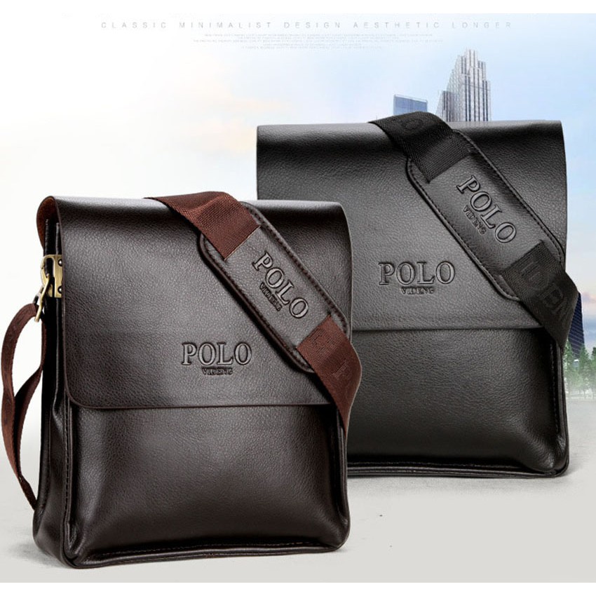 POLO 男士皮革公文包郵差包