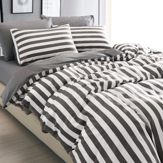 簡約風條紋床包床單四件組純棉床單床罩雙人床單人床床包
