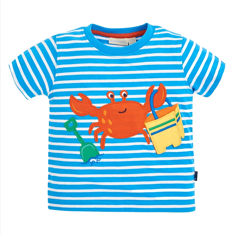 英國JoJo Maman BeBe 嬰幼兒/兒童100％純棉短袖上衣/T-shirt/動物T_淘氣螃蟹(JJH1551)