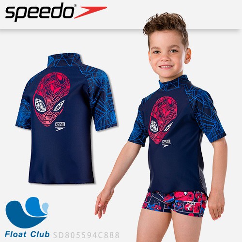 ✅SPEEDO 男童泳衣 漫威 復仇者聯盟系列 休閒短袖防曬衣 蜘蛛人 兒童泳裝 游泳上衣