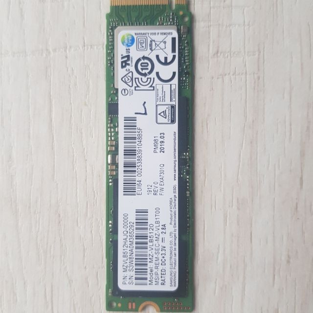 三星 Pm981 PCIE SSD 512GB. 賣場最便宜