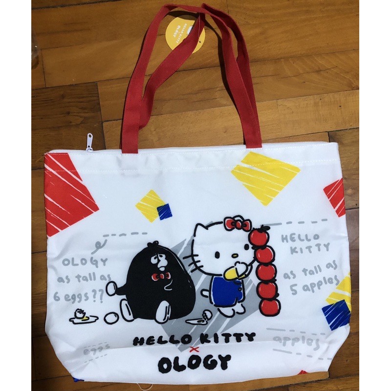 全新 Sanrio 三麗鷗HELLO KITTY x OLOGY 凱蒂貓x掰掰啾啾 聯名款 帆布 橫式 手提袋