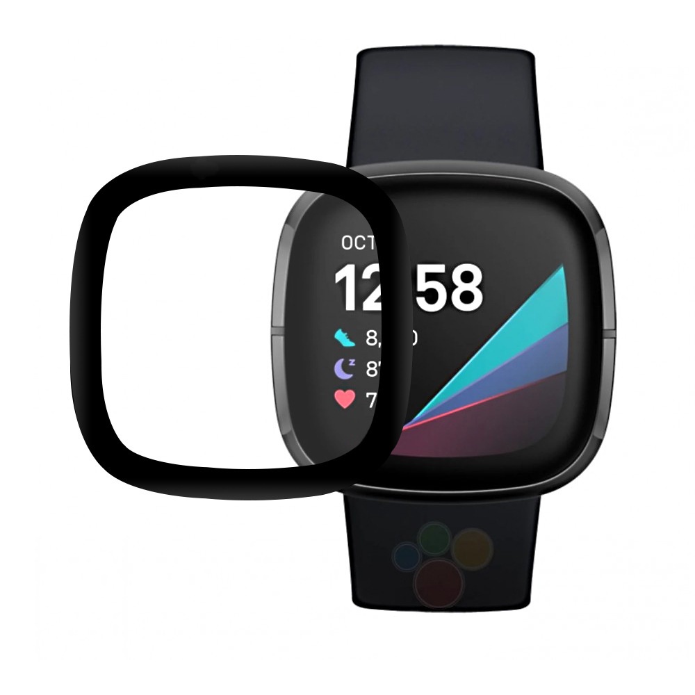2片裝 適用於Fitbit Versa 3/sense手錶屏幕保護膜 Versa2複合材料3D曲面全屏軟鋼化膜保護貼膜