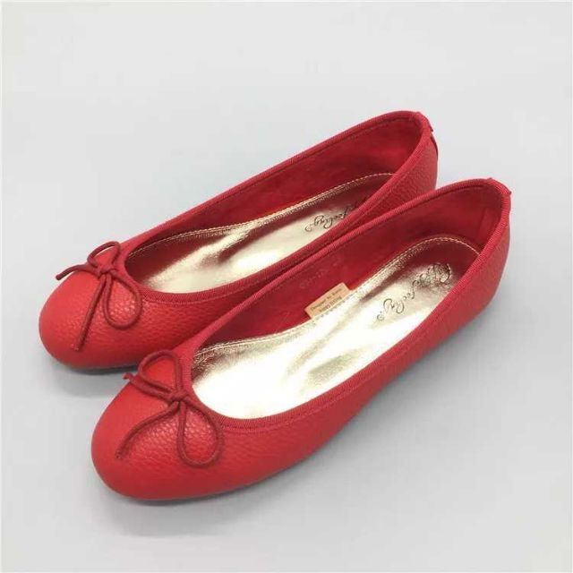 紅色皮紋娃娃鞋 芭蕾舞鞋