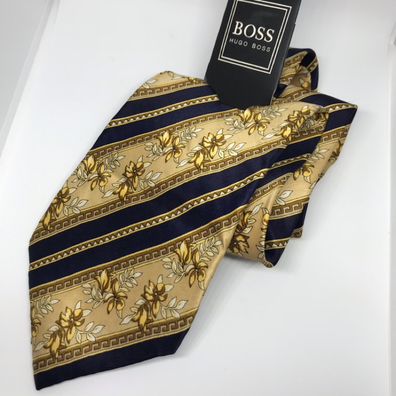 Hugo boss 碎花斜條紋領帶