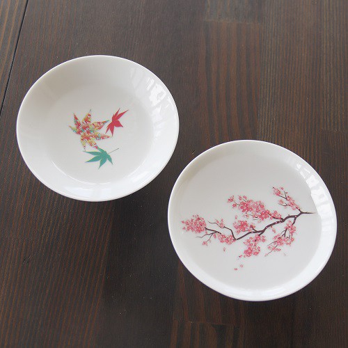 日本 高木陶器 櫻.紅葉 溫感白平盃禮盒組 (2入/組) 美濃燒 溫感酒杯 變色酒杯 清酒杯