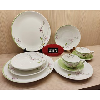 韓國ZEN 古典蘭花餐具10件組 (手提彩盒裝) 強化瓷 品牌瓷器 餐具 餐盤 咖啡杯盤 瓷器組 餐具組 瓷器禮盒 免運